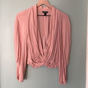Express pink business blouse low-cut